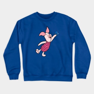 Little Pig with Awareness Ribbon Butterfly (Blue) Crewneck Sweatshirt